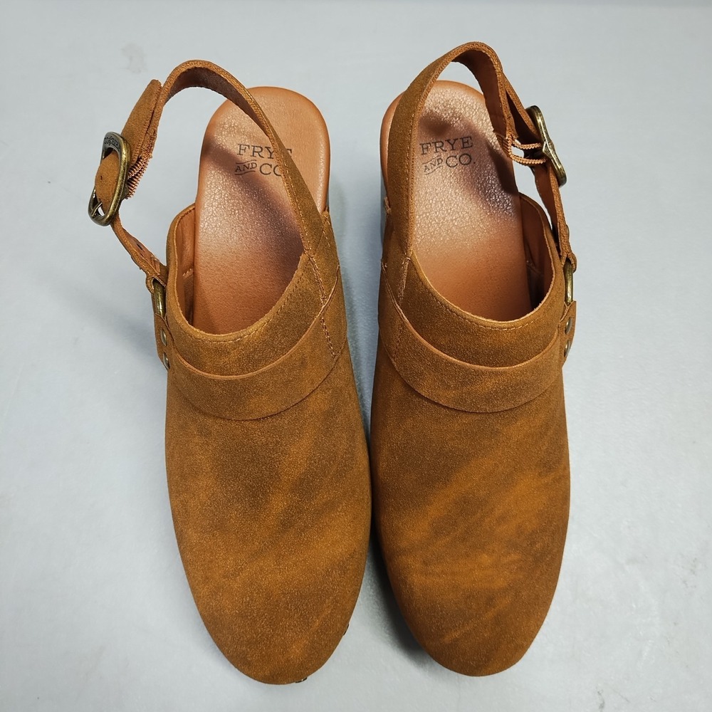 Frye & Co. Iselle Slingback Clogs Womens 9M Brown Studded Round Toe Block Heel - Picture 6 of 8